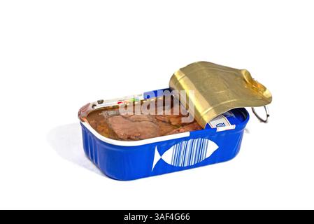 Fish tin in a close-up Stock Photo