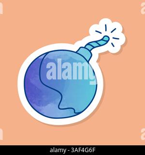 Explosive bomb color sticker Stock Vector