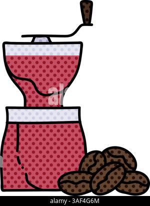 coffee grinder tool halftone hand drawn color vector illustration Stock ...
