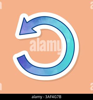 Counterclockwise rotating arrow color sticker Stock Vector