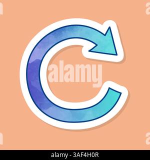 Clockwise rotating arrow color sticker Stock Vector