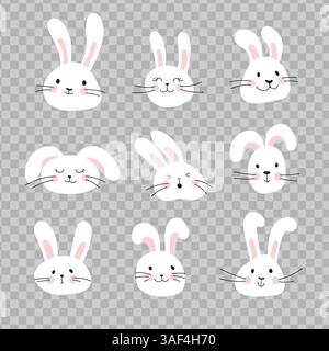 Cute bunny heads vector collection Stock Vector