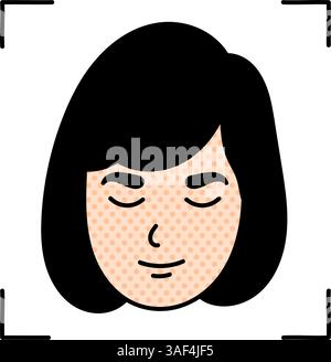 face recognition concept halftone hand drawn color vector illustration Stock Vector