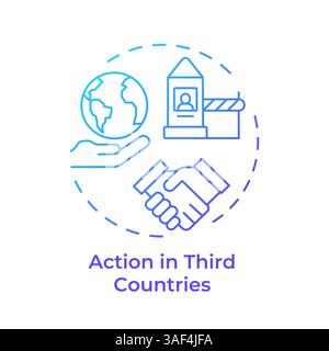 Action in third countries blue gradient concept icon Stock Vector