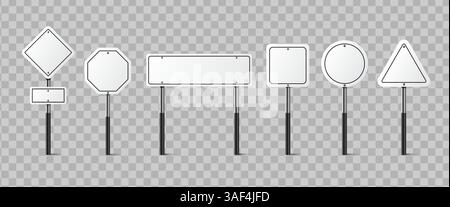 Set of white blank road sign isolated Stock Vector