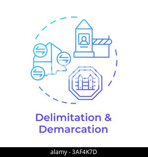 Delimitation and demarcation blue gradient concept icon Stock Vector