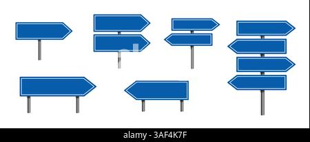 Blue road signs collection Stock Vector