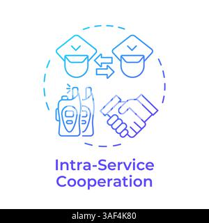 Intra service cooperation blue gradient concept icon Stock Vector