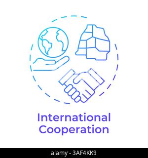 International cooperation blue gradient concept icon Stock Vector