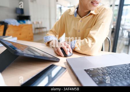 Student studying online and preparing for exams Stock Photo