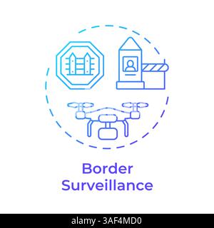 Border surveillance blue gradient concept icon Stock Vector