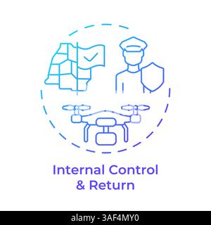 Internal control and return blue gradient concept icon Stock Vector