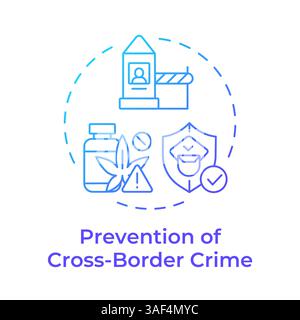 Prevention of cross border crime blue gradient concept icon Stock Vector
