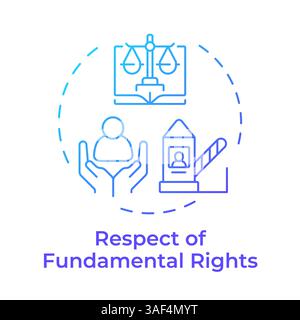 Respect of fundamental rights blue gradient concept icon Stock Vector