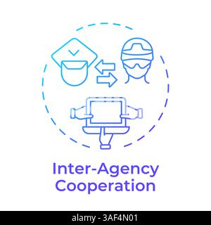 Inter agency cooperation blue gradient concept icon Stock Vector