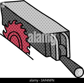 table saw and fence halftone hand drawn color vector illustration Stock Vector