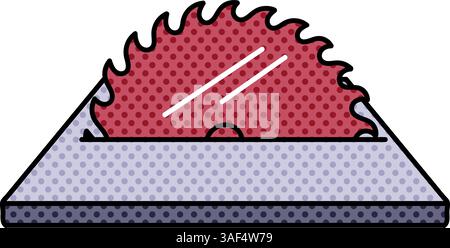 woodworking table saw halftone hand drawn color vector illustration Stock Vector