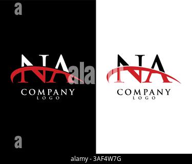 NA, AN initial letter company logo swoosh design vector Stock Vector