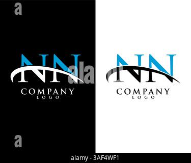 NN, N initial letter company logo swoosh design vector Stock Vector