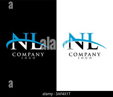 NL, LN initial letter company logo swoosh design vector Stock Vector