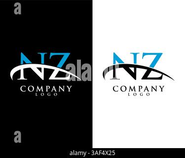 NZ, ZN initial letter company logo swoosh design vector Stock Vector