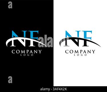 NF, FN initial letter company logo swoosh design vector Stock Vector