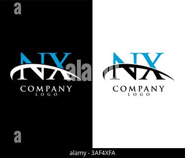 NX, XN initial letter company logo swoosh design vector Stock Vector