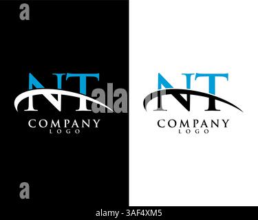 NT, TN initial letter company logo swoosh design vector Stock Vector