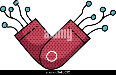 robot halftone hand drawn color vector illustration Stock Vector