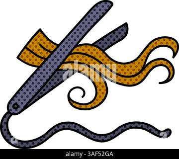hair iron halftone hand drawn color vector illustration Stock Vector