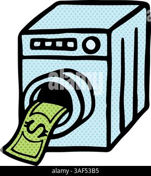 Money laundering concept. Hand drawn halftone color vector illustration. Stock Vector