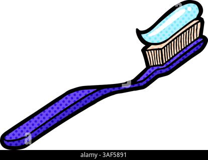 Toothbrush hand drawn halftone color vector illustration Stock Vector