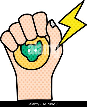 hand holding coin halftone hand drawn color vector illustration Stock Vector