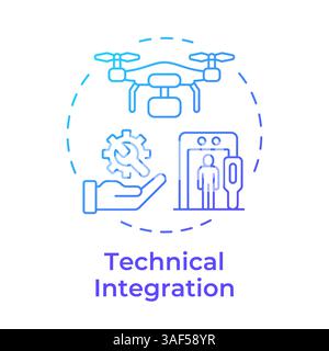 Technical integration blue gradient concept icon Stock Vector