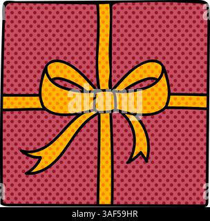 gift wrapping ribbon halftone hand drawn color vector illustration Stock Vector