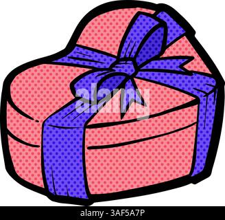Heart shape box hand drawn halftone color vector illustration Stock Vector