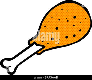Hand drawn chicken drum stick halftone color vector illustration Stock Vector