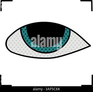 face recognition eye scanner halftone hand drawn color vector illustration Stock Vector