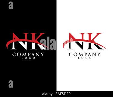 NK, KN initial letter company logo swoosh design vector Stock Vector