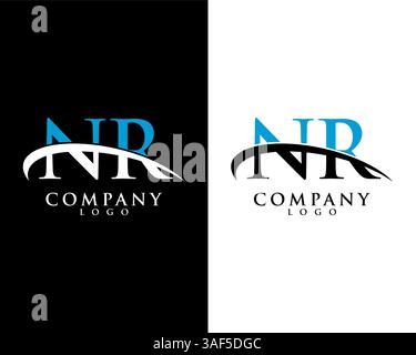 NR, RN initial letter company logo swoosh design vector Stock Vector