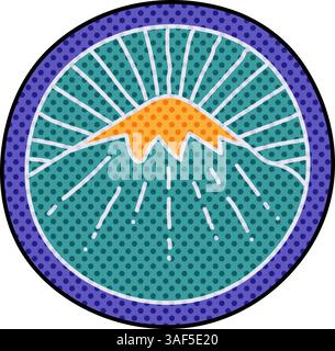 mountain halftone hand drawn color vector illustration Stock Vector