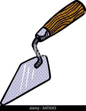 trowel icon hand drawn halftone color vector illustration Stock Vector