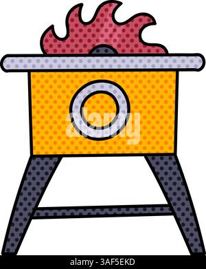 woodworking table saw halftone hand drawn color vector illustration Stock Vector