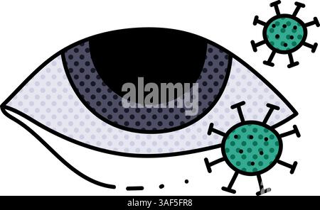 virus contracted eye halftone hand drawn color vector illustration Stock Vector