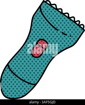 personal electric hair clipper halftone hand drawn color vector illustration Stock Vector