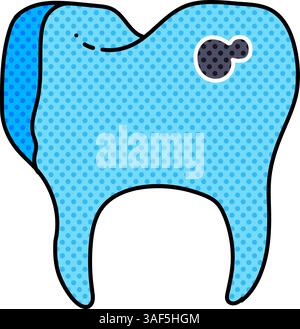 tooth with ache halftone hand drawn color vector illustration Stock Vector