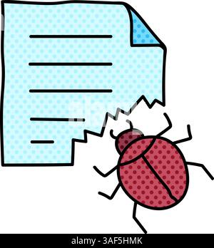 computer bug halftone hand drawn color vector illustration Stock Vector