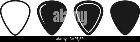 Guitar pick shape icon set. Plectrum sign. Tringle plastic guitar pick symbol. Music mediator icon. Design element. Vector illustration isolated on Stock Vector
