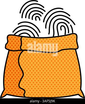 fingerprint identity harvest halftone hand drawn color vector illustration Stock Vector