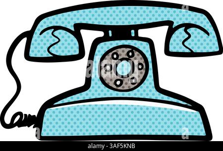 Vintage telephone hand drawn halftone color vector illustration Stock Vector